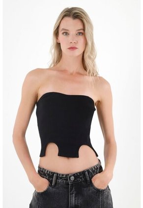 Tennis Camiseta Strapless Negra Para Mujer