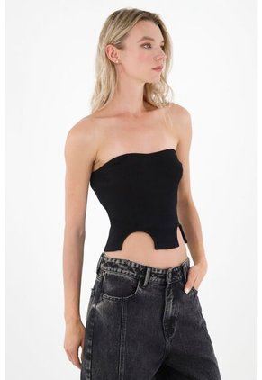 Tennis Camiseta Strapless Negra Para Mujer