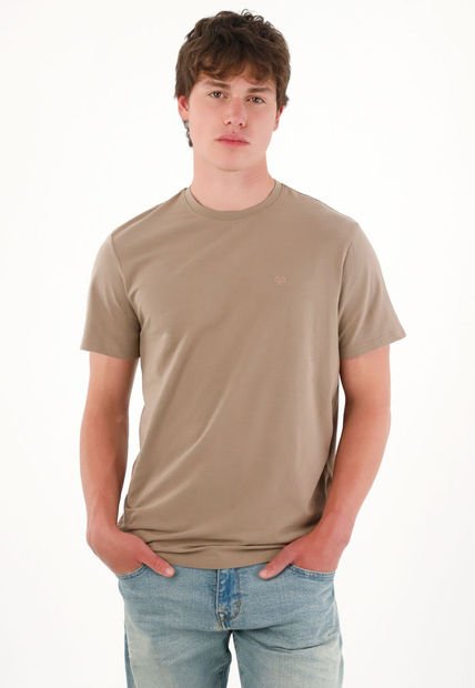 Camiseta Básica Con Mini Print Café Para Hombre