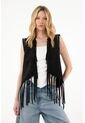 Chaleco Negro Con Flecos Para Mujer de Tennis