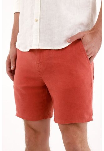 Tennis Bermuda En 100% Lino Naranja Para Hombre Tennis