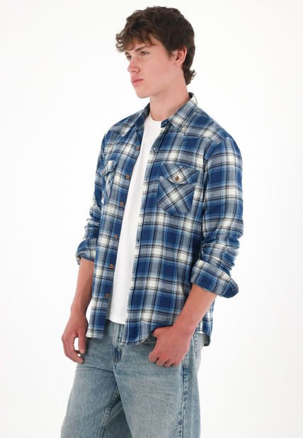 Camisa Manga Larga Con Diseño A Cuadros Para Hombre