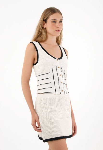Camisa Tejida Manga Sisa Crudo Para Mujer
