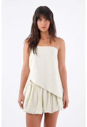 Tennis Blusa Para Mujer En Viscosa Marfil Strapless Asimétrica