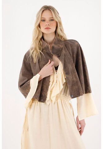 Tennis Abrigo Tipo Capa De Cuello Alto Café Para Mujer Tennis