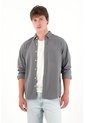 Tennis Camisa Clásica Manga Larga Gris Para Hombre de Tennis