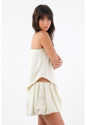 Tennis Blusa Para Mujer En Viscosa Marfil Strapless Asimétrica