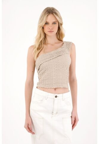 Tennis Camiseta Tela Texturizada Crudo Con Cuello Definido Para Mujer Tennis