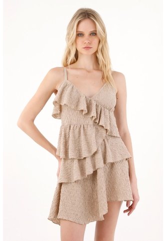 Tennis Vestido Corto Con Boleros Café Con Diseño Limpio Para Mujer Tennis