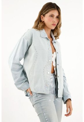 Tennis Sobrecamisa Azul Denim Con Apliques Para Mujer