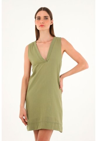 Vestido Verde Corto Silueta Tipo A Para Mujer Tennis