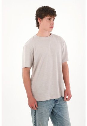 Camiseta Básica De Tela Con Textura Café Para Hombre