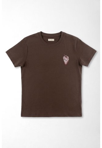 Tennis Camiseta Corte Recto Con Mini Grafico En Algodón Marrón Chocolate Para Mujer Tennis