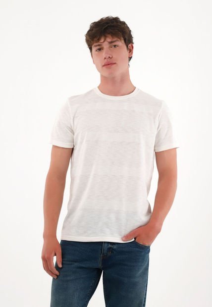 Camiseta Básica A Rayas Crudo Para Hombre