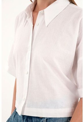Tennis Camisa Blanca Cuello Clásico Para Mujer