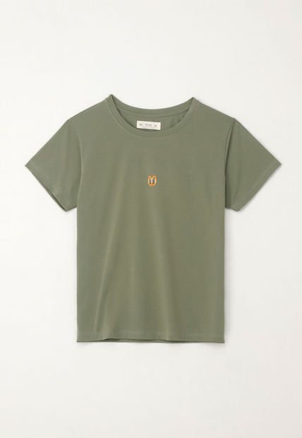 Camiseta Básica Estampada Verde Para Mujer
