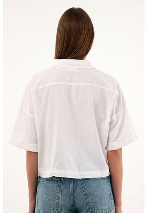 Tennis Camisa Blanca Cuello Clásico Para Mujer