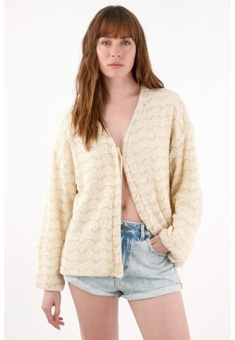 Tennis Buzo Amplio Tejido Con Brillos Crudo Para Mujer Tennis