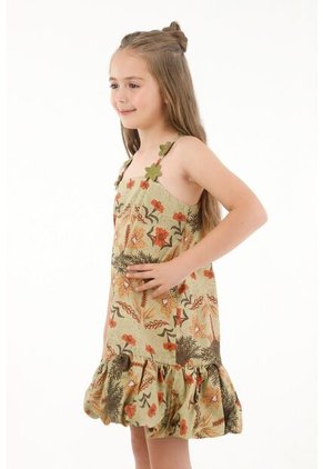Vestido Corto Con Estampado De Flores Para Niña