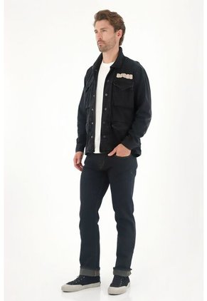 Tennis Chaqueta Con Bordado Y Teñido Vintage Negra Para Hombre