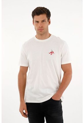 Tennis Camiseta Con Estampado En Espalda Crudo Para Hombre