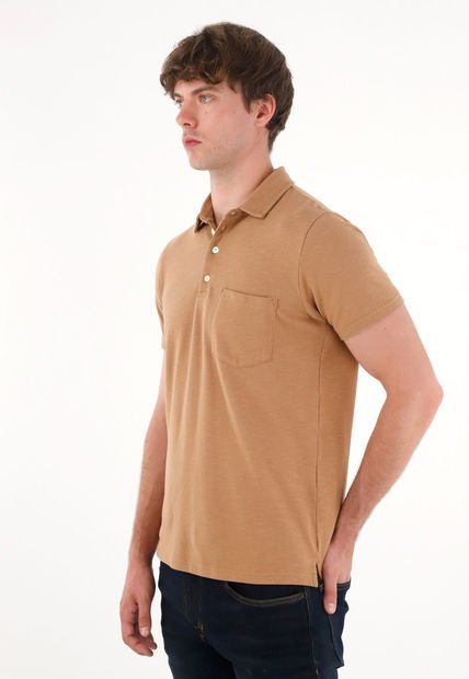 Camiseta Polo Manga Corta Café Para Hombre