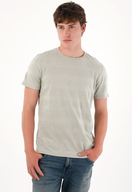Camiseta Básica A Rayas Gris Para Hombre
