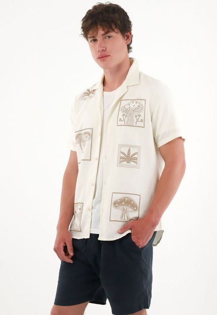 Camisa Tipo Bowling Crudo Para Hombre