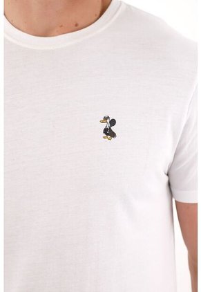 Tennis Camiseta Con Cuello Redondo En Rib Blanca Para Hombre