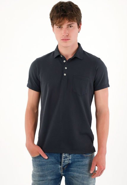 Camiseta Polo Manga Corta Azul Para Hombre