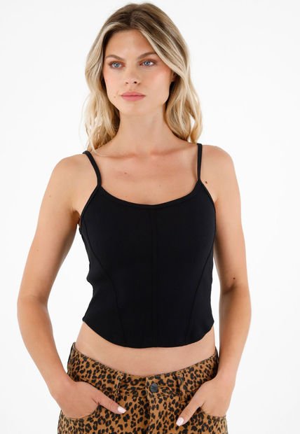 Camiseta Negra De Tiras Para Mujer