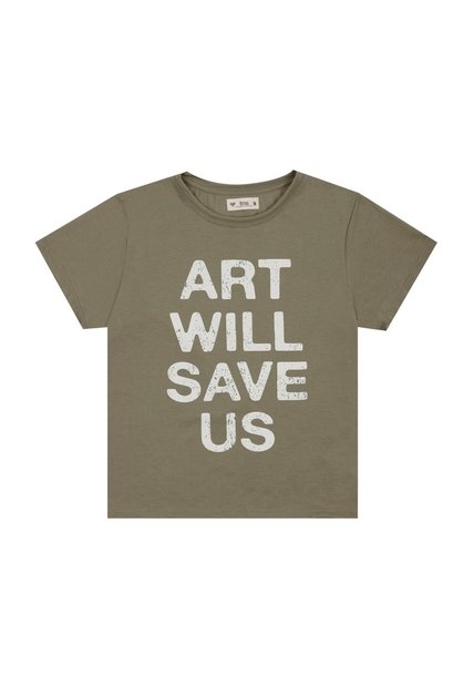 Camiseta Verde Con Estampado De Letras Para Mujer