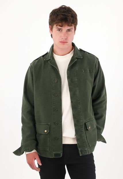 Chaqueta Con Efecto Vintage Verde Para Hombre