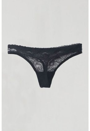 Tennis Panty Tipo Tango Encaje Negro Para Mujer