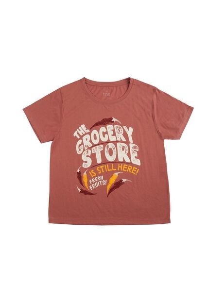 Camiseta Naranja Estampada Para Mujer