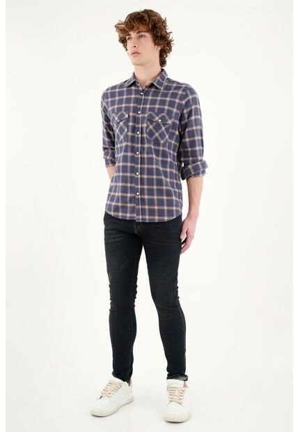 Tennis Camisa Preteñida Azul Para Hombre