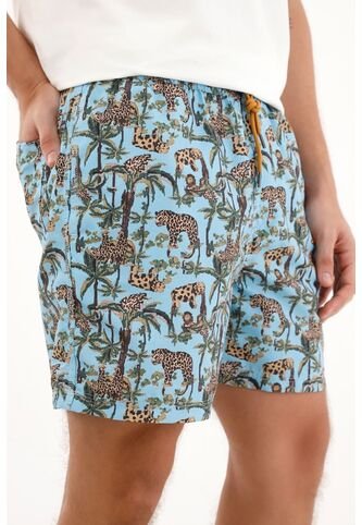 Tennis Pantaloneta De Baño Con Estampado Selva Para Hombre Tennis
