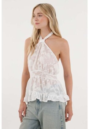 Tennis Camisa En Tela Chifón Halter Crudo Para Mujer