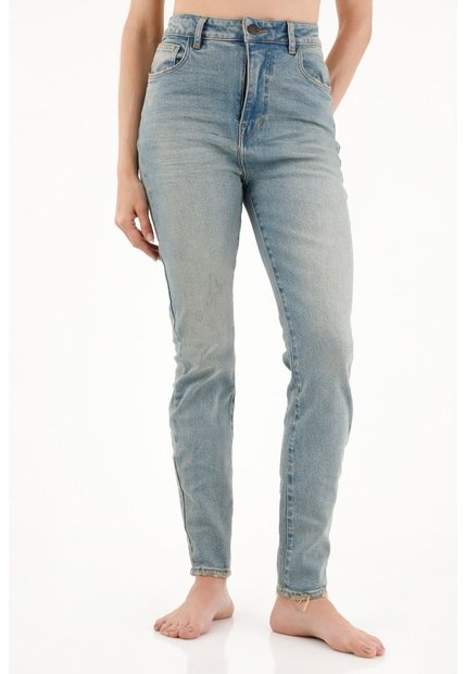Tennis Jean Super Slim Tiro Medio Azul Para Mujer