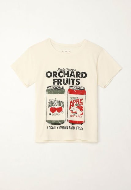 Camiseta Estampada Manga Corta Crudo Para Mujer