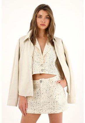 Tennis Falda Corta Con Lentejuelas Crudo Para Mujer