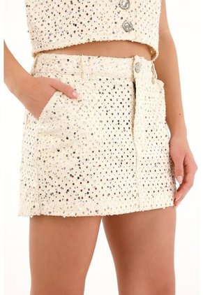 Tennis Falda Corta Con Lentejuelas Crudo Para Mujer