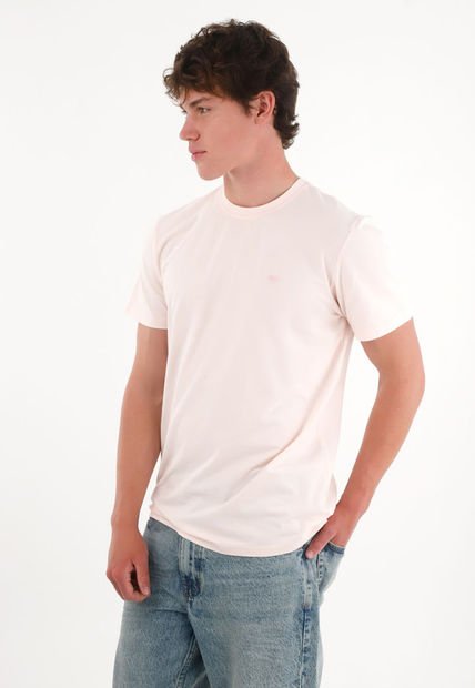 Camiseta Básica Con Mini Print Rosada Para Hombre