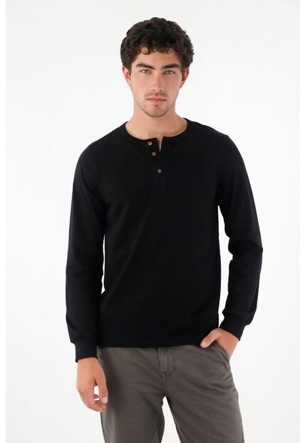 Tennis Camiseta De Manga Larga Negra Para Hombre