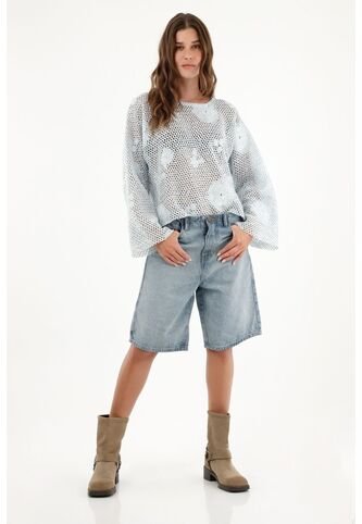 Buzo Tipo Malla Con Efecto Brillo Para Mujer Tennis