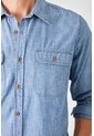 Tennis Camisa Fit Regular Con Doble Bolsillo Con Tapa De Algodón Azul Claro Para Hombre de Tennis