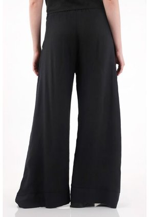 Tennis Pantalón Wide Leg En 100% Lino Negro Para Mujer
