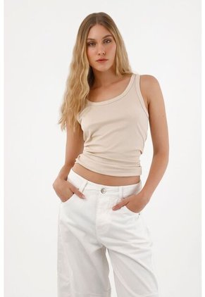 Tennis Camiseta Manga Sisa Ajustada Crudo Para Mujer