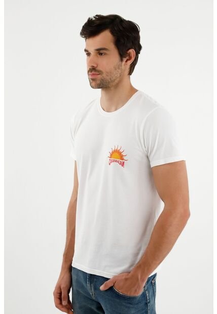 Tennis Camiseta Blanca Con Mini Print Para Hombre