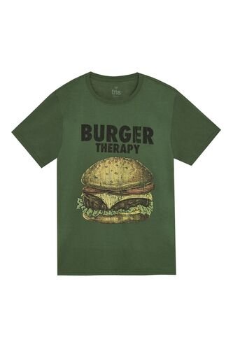 Tennis Camiseta Verde Estampado En Frente Para Hombre Tennis